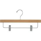 Rubber Coated Natural Wood Bottom Hanger W/ Clips (14" X 3/8")