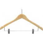 Natural Wood Anti-Theft Combo Hanger W/ Clips & Notches (17" X 1/2")