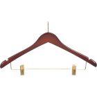 Walnut Wood Anti-Theft Combo Hanger W/ Clips & Notches (17" X 1/2")