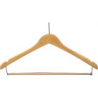 Natural Wood Anti-Theft Suit Hanger W/ Locking Bar & Notches (17" X 1/2")