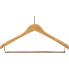 Natural Wood Anti-Theft Suit Hanger W/ Locking Bar & Notches (17" X 1/2")