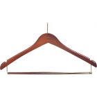 Walnut Wood Anti-Theft Suit Hanger W/ Locking Bar & Notches (17" X 1/2")