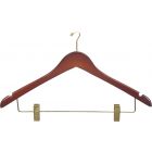 Walnut Wood Combo Hanger W/ Clips & Notches (17" X 1/2")