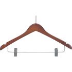 Walnut Wood Combo Hanger W/ Clips & Notches (17" X 1/2")