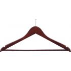 Walnut Wood Anti-Theft Suit Hanger W/ Suit Bar & Notches (17" X 7/16")