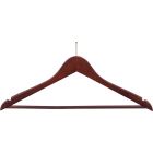 Walnut Wood Anti-Theft Suit Hanger W/ Suit Bar & Notches (17" X 7/16")