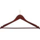 Walnut Wood Anti-Theft Suit Hanger W/ Suit Bar & Notches (17" X 7/16")