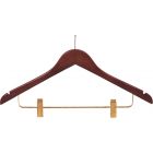 Walnut Wood Anti-Theft Combo Hanger W/ Clips & Notches (17" X 7/16")