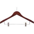 Walnut Wood Combo Hanger W/ Clips & Notches (17" X 7/16")