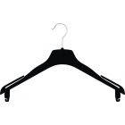 Petite Black Flocked Plastic Top Hanger W/ Notches (16" X 3/4")