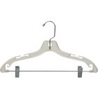 Junior Clear Plastic Combo Hanger W/ Clips & Notches (14" X 7/16")