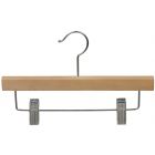 Kids Natural Wood Bottom Hanger W/ Clips (11" X 5/8")