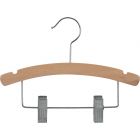 Kids Natural Wood Combo Hanger W/ Clips & Notches (10" X 3/8")