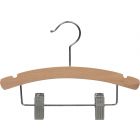 Kids Natural Wood Combo Hanger W/ Clips & Notches (12" X 3/8")