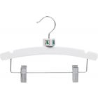 Kids White Wood Combo Hanger W/ Clips & Notches (10" X 3/8")