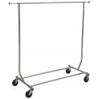 Chrome Metal Adjustable Single Bar Collapsible Garment Rack (55"H-65"H X 48"L)