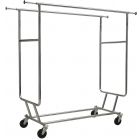 Chrome Metal Adjustable Double Bar Collapsible Garment Rack (55"H-65"H X 48"L)