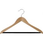 Natural Wood Suit Hanger W/ Flocked Bar (17" X 5/8")