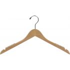 Petite Natural Wood Top Hanger W/ Notches & Rubber Strips (15" X 7/16")