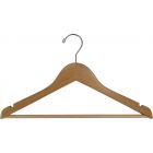 Petite Natural Wood Suit Hanger W/ Suit Bar & Notches (15" X 7/16")