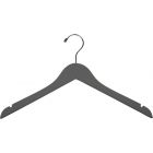 Rubber Coated Gray Wood Top Hanger W/ Notches (17" X 7/16")