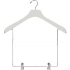 Oversized White Wood Display Hanger W/ 10" Deluxe Clips (18" X 2")