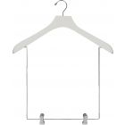 Oversized White Wood Display Hanger W/ 12" Deluxe Clips (18" X 2")
