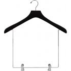 Oversized Black Wood Display Hanger W/ 10" Deluxe Clips (18" X 2")