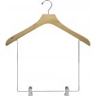 Oversized Natural Wood Display Hanger W/ 10" Deluxe Clips (18" X 2")