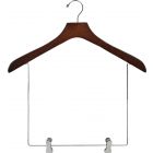 Oversized Walnut Wood Display Hanger W/ 10" Deluxe Clips (18" X 2")