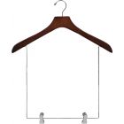 Oversized Walnut Wood Display Hanger W/ 12" Deluxe Clips (18" X 2")