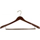 Oversized Walnut Wood Suit Hanger W/ Locking Bar (18" X 2")