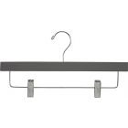 Rubber Coated Gray Wood Bottom Hanger W/ Clips (14" X 3/8")