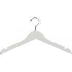 Petite White Wood Top Hanger W/ Notches & Rubber Strips (15" X 1/2")