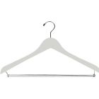 White Wood Suit Hanger W/ Locking Bar (17" X 1/2")