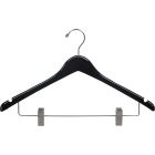 Black Wood Combo Hanger W/ Clips & Notches (17" X 1/2")