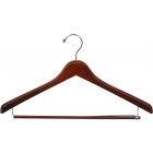 Walnut Wood Suit Hanger W/ Locking Bar (17" X 1")