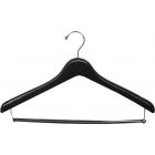 Matte Black Wood Suit Hanger W/ Locking Bar (17" X 1")