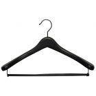 Matte Black Wood Suit Hanger W/ Locking Bar (17" X 2")
