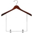 Walnut Wood Display Hanger W/ 10" Deluxe Clips (17" X 1")