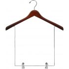 Walnut Wood Display Hanger W/ 12" Deluxe Clips (17" X 1")