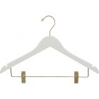 White Wood Combo Hanger W/ Clips & Notches (17" X 7/16")