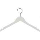 White Wood Slim Line Top Hanger W/ Notches (17" X 1/4")