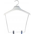 Petite White Plastic Display Hanger W/ 12" Clips (15" X 1 1/2")