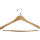 Matte Natural Alder Suit Hanger W/ Locking Bar (17" X 1/2")