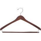 Walnut Wood Suit Hanger W/ Locking Bar (17" X 1/2")