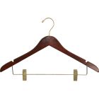 Walnut Wood Combo Hanger W/ Clips & Notches (17" X 3/4")