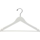 White Wood Suit Hanger W/ Suit Bar & Notches (17" X 7/16")
