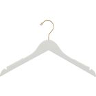 White Wood Top Hanger W/ Notches & Rubber Strips (17" X 7/16")