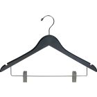 Black Wood Combo Hanger W/ Clips & Notches (17" X 7/16")